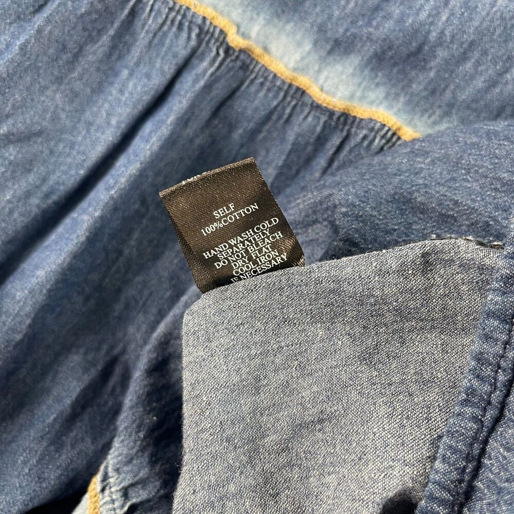Indigo & Lace Blue Denim Look Tiered Smocked Peasant Maxi Dress XL - Picture 8 of 10
